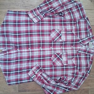 Vintage Pearl Snap Men's Western Plaid Casual Button Down Shirt XL Retro